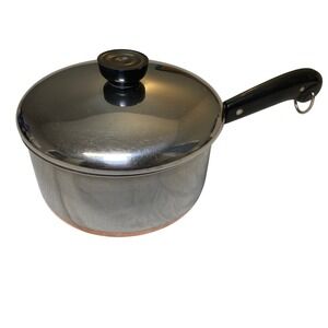 Vintage Revere Ware 2 Qt Saucepan Copper Bottom w/ Lid Clinton IL USA‎ 1801